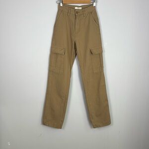 Stradivarius Khaki Tan Utility High Waisted Cargo Pants Size 2